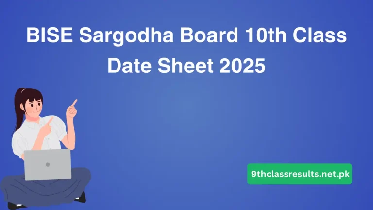 BISE Sargodha Board 10th Class Date Sheet 2025